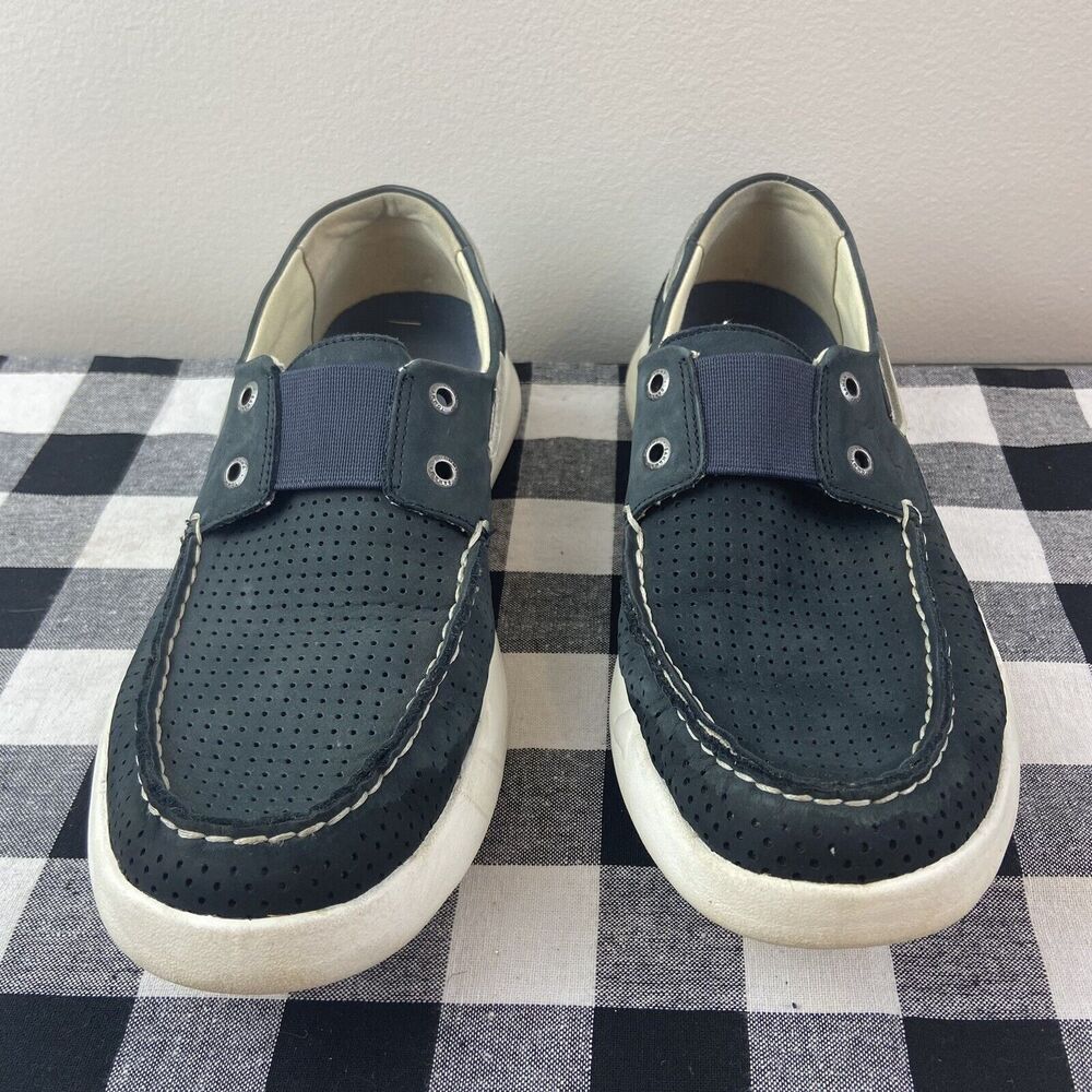 Tommy Bahama Relaxology Mens Sz 8.5 Boat Shoes Loafers Blue Leather Slip On